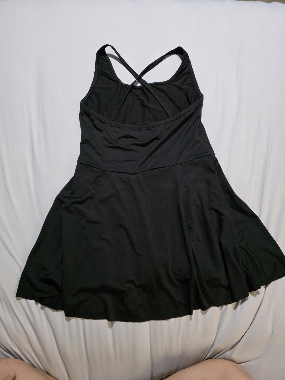 Black Cross-Back Skater Dress - Women's